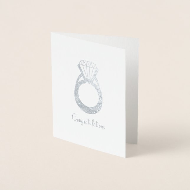 Congratulations Diamond Engagement Wedding Ring Foil Card (Front)