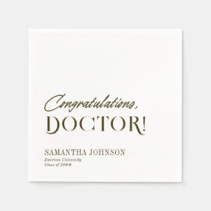 Congratulations Doctor Doctoral Graduation White Napkin