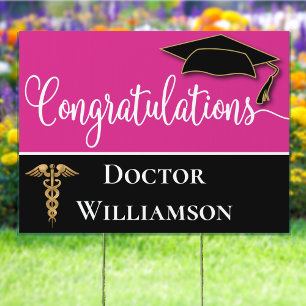 Congratulations Doctor Medical Caduceus Graduation Garden Sign