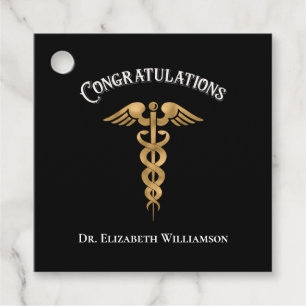 Congratulations Doctor Physician Caduceus Favour Tags
