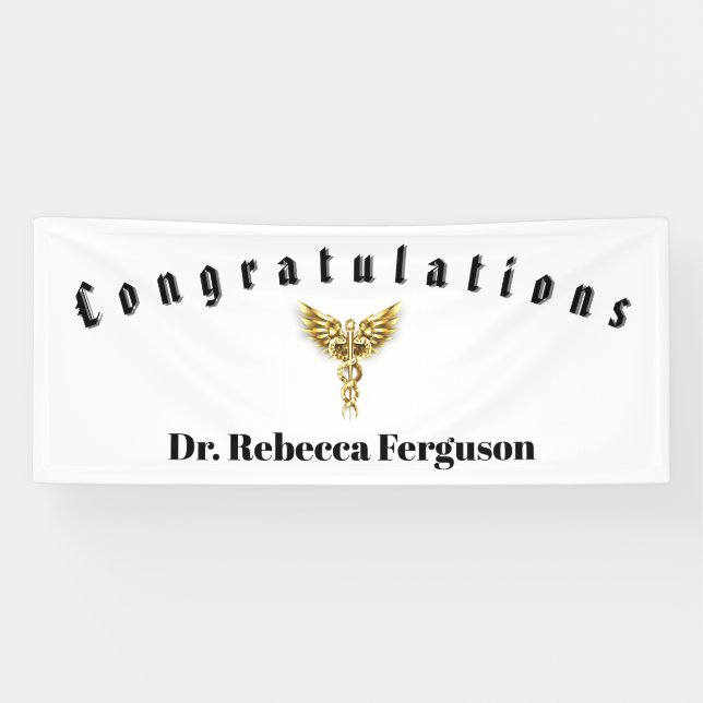 Congratulations Doctor Physician Caduceus Gold Banner (Horizontal)