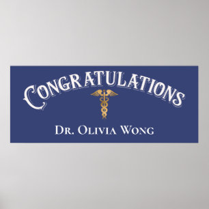 Congratulations Doctor Physician Caduceus Gold Poster