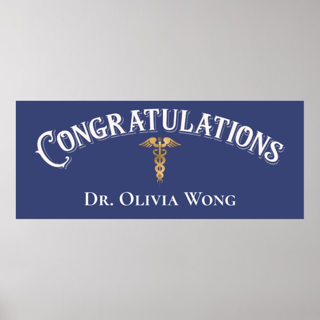 Congratulations Doctor Physician Caduceus Gold Poster (Front)