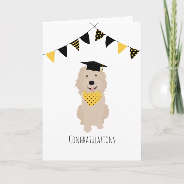 Congratulations Doodle Dog Graduation Cap Card (Front)