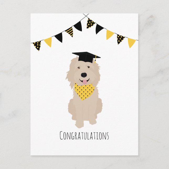 Congratulations Doodle Dog Graduation Cap Postcard (Front)