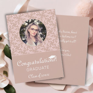 Congratulations Dusty Pink Rococo Graduation Photo Holiday Card