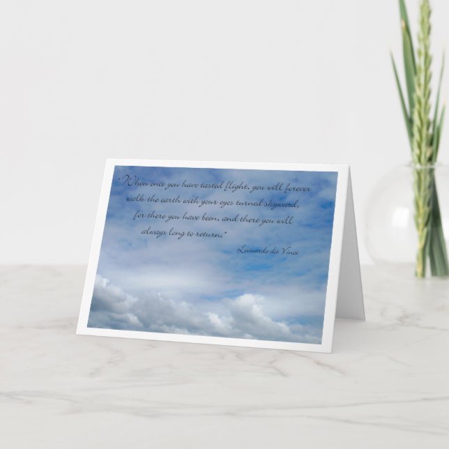 Congratulations Earning Your Wings da Vinci Quote Card (Front)