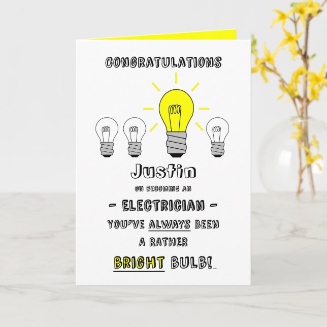 Congratulations Electrician, Future is Bright Card (Yellow Flower)