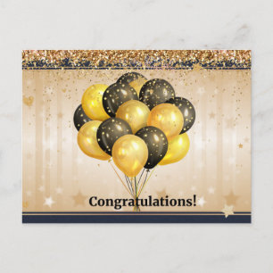 Congratulations! Elegant black and gold design. Postcard