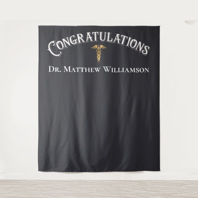 Congratulations Elegant Doctor Medical Graduation Tapestry (Front)