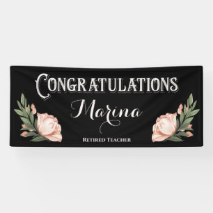 Congratulations Elegant Flower Retirement Monogram Banner