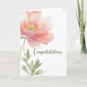 Congratulations Elegant Large Watercolor Flower Card