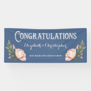 Congratulations Engagement Party Rose Flowers Banner