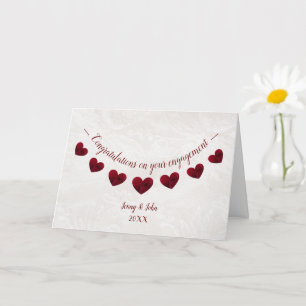 Congratulations engagement red rose heart bunting card