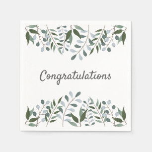 Congratulations Eucalyptus Greenery Floral Napkin