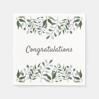 Congratulations Eucalyptus Greenery Floral Napkin