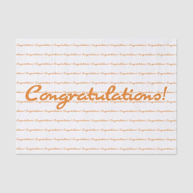 Congratulations! Fall orange casual script Tissue Paper (Front)