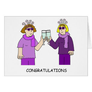 Congratulations Female Couple Wearing Purple