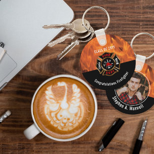 Congratulations Firefighter Flames Class   Name Key Ring