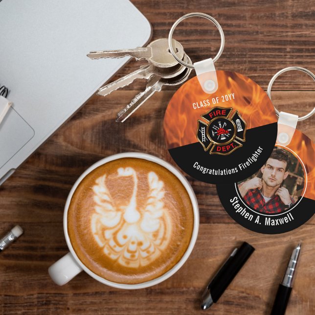 Congratulations Firefighter Flames Class | Name Key Ring (Creator Uploaded)