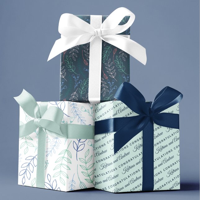 Congratulations Floral Wrapping Paper Sheets  (Celebrate a special couple with these personalized wrapping paper sheets! )
