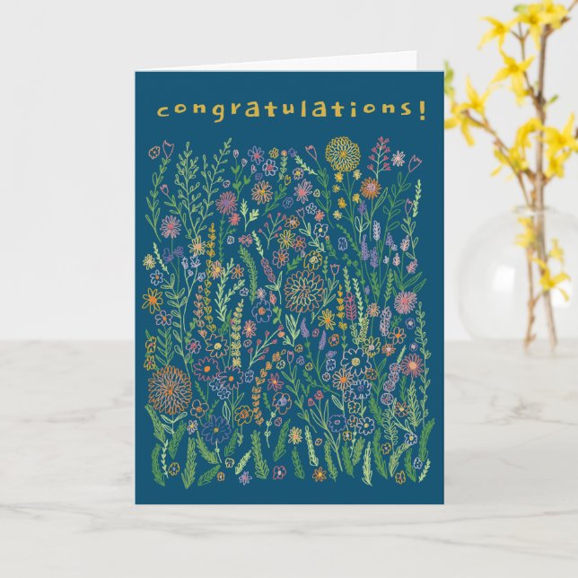 CONGRATULATIONS Flowers Fields Meadow Floral  Card (Yellow Flower)