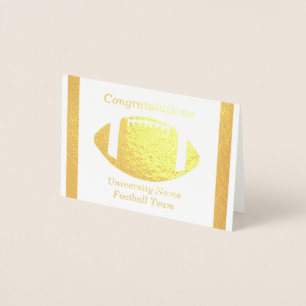 Congratulations Football Player Acceptance Note. Foil Card