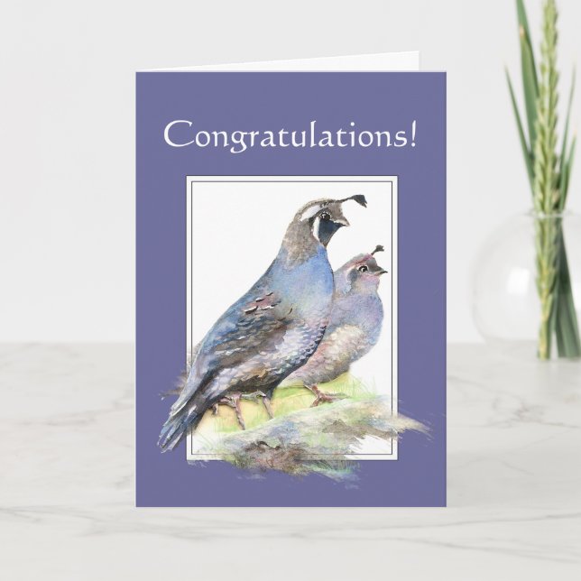 Congratulations for Couple California Quail Birds Card (Front)