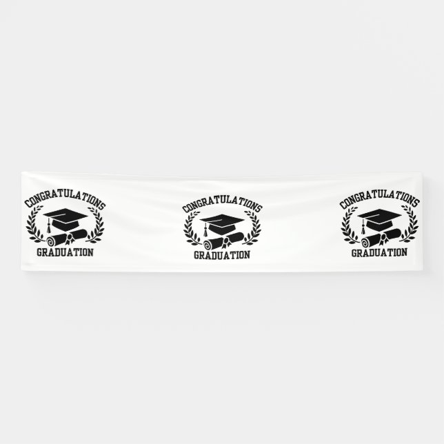 Congratulations For Graduation 2.5x10 Vinyl Banner (Horizontal)