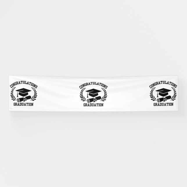 Congratulations For Graduation 2.5x12 Vinyl Banner (Horizontal)