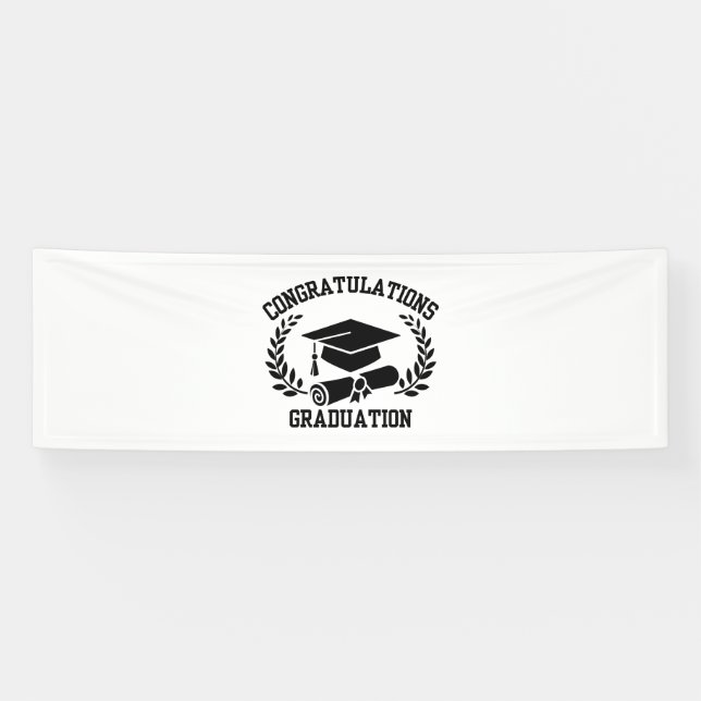 Congratulations For Graduation 2.5x8 Vinyl Banner (Horizontal)