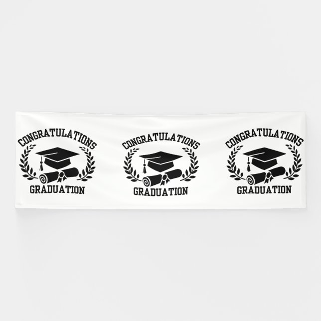 Congratulations For Graduation 4x12 Vinyl Banner (Horizontal)
