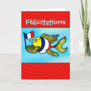 CONGRATULATIONS French Flag Fish funny greeting ca Card