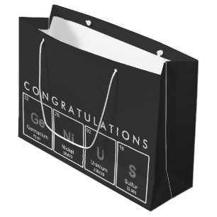 Congratulations GeNiUS elements chalkboard design Large Gift Bag