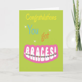 Congratulations Getting Braces - Braces Smile Girl Card