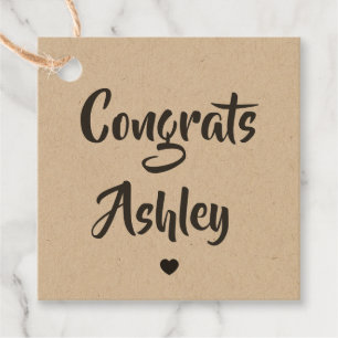 Congratulations Gift Tag, Graduation Tag, Kraft Favour Tags