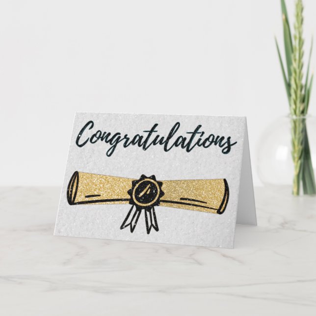 Congratulations Glitter Diploma Graduation Card (Front)