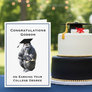Congratulations Godson Degree Funny Gorilla Card