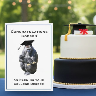 Congratulations Godson Degree Funny Gorilla Card