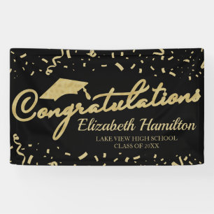 Congratulations Gold And Black Graduation Banner