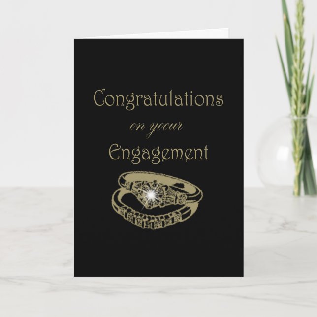 Congratulations Gold Engagement Rings Card (Front)