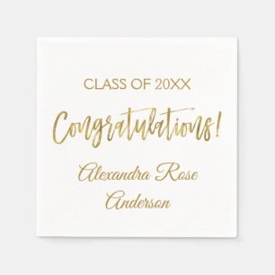 Congratulations Gold Foil and White Elegant Napkin