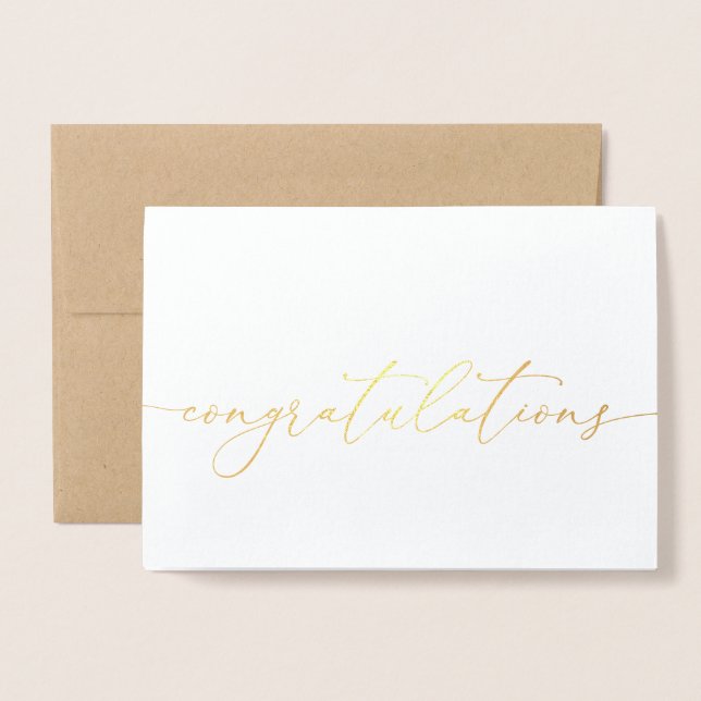 Congratulations Gold Foil Minimalist Congrats Card (Front With Envelope)
