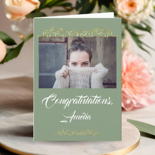 Congratulations Gold Ornament Photo Graduation Card