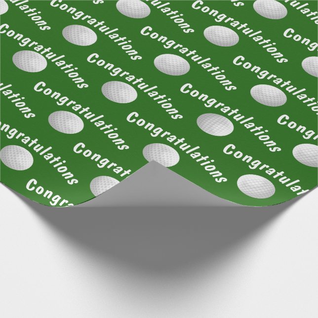 Congratulations golf balls on green wrapping paper (Corner)