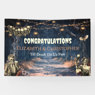Congratulations Gothic Zombie Halloween Wedding Banner