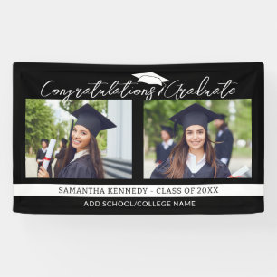 Congratulations Grad 2025 Black And White Photo  Banner