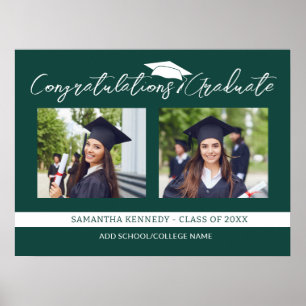  Congratulations Grad 2025 Green And White Photo Poster