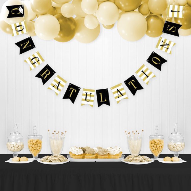 Congratulations Grad Black Gold Party Bunting (Creator Uploaded)