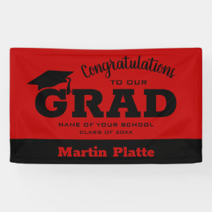 Congratulations Grad Black Scarlet Banner